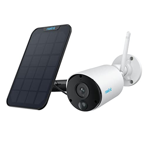 Reolink Überwachungskamera Aussen Akku Argus Eco mit Solarpanel, Kabellose Solar WLAN Kamera Outdoor mit PIR Bewegungsmelder, 2,4GHz WiFi, SD Kartenslot, 1080p Zeitraffer, IR Nachtsicht, 2-Wege-Audio