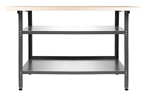 Ondis24 Werkbank Nobbi Packtisch aus Metall grau 120 x 60 x 85 (H) cm, höhenverstellbare Justierfüße