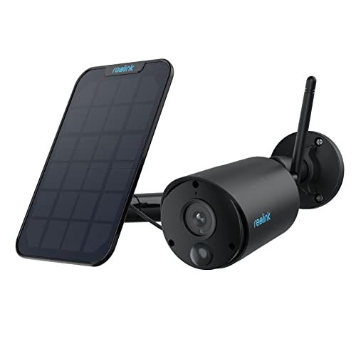 Reolink Überwachungskamera Aussen Akku, Solar WALN IP Kamera Outdoor, Kabellose Argus Eco(Schwarz) + Solarpanel, PIR-Bewegungsmelder, 1080p Zeitraffer, 2,4GHz WiFi, IR-Nachtsicht, 2-Wege-Audio