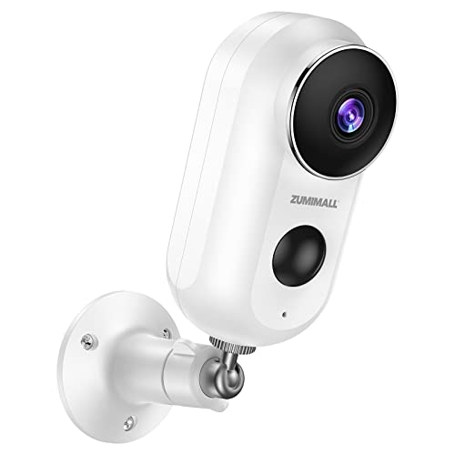ZUMIMALL Überwachungskamera Aussen Akku, 2K Kabellose Outdoor WLAN IP Kamera mit PIR Bewegungsmelder, IR Nachtsicht, IP66 Wasserdich, 2-Wege Audio, Cloud/SD Storage, Sirenenalarm (Weiß)