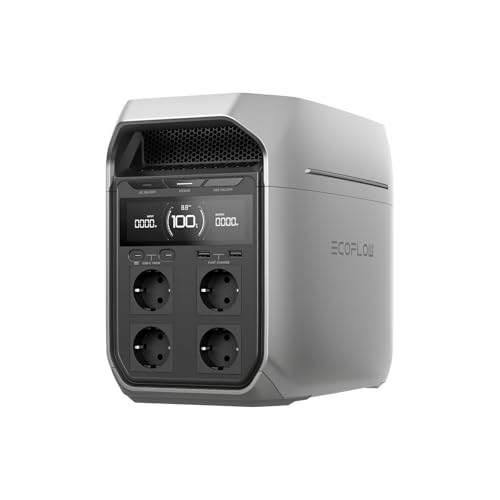 EF ECOFLOW Tragbare Powerstation DELTA 3 Plus, 1024 Wh LiFePO4-Batterie, vollständig aufgeladen in 56 Minuten, 1800W (3600W Spitze) Solargenerator für Notstromversorgung, Camping