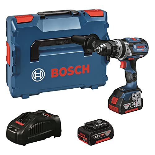 Bosch Professional 18V System Akku Schlagbohrschrauber GSB 18V-110 C (max. Drehmoment: 110 Nm, inkl. Connectivity Modul, 1x5,0 Ah Akku, 1x3,0 Ah Akku, in L-BOXX 136) - Amazon Exclusive Set