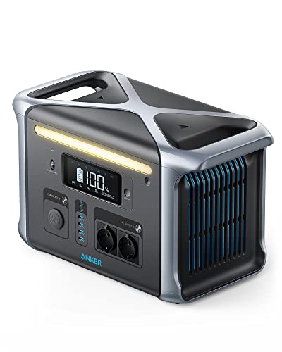Anker 757 Power Station, tragbare Powerhouse 1229Wh, LiFePO4 Akku, Aufladen von 0-80% in 1 Std. 1500W Mobile Stromversorgung, 2 USB-C Anschlüsse 100W Max, LED-Licht für Camping, Wohnmobile, Ausfälle