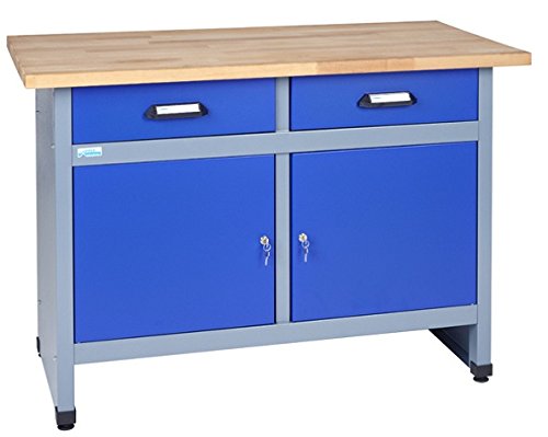 Werkbank, 2 Türen, 2 Schubladen, 120 cm, Marineblau