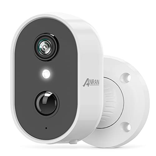 ANRAN Überwachungskamera Aussen Akku WLAN, 1080P Kabellose Batteriebetriebene Kamera Outdoor mit PIR-Bewegungserkennung, Spotlight, Farbnachtsicht, Alexa Unterstützt, 2-Wege-Audio, C2 Weiß