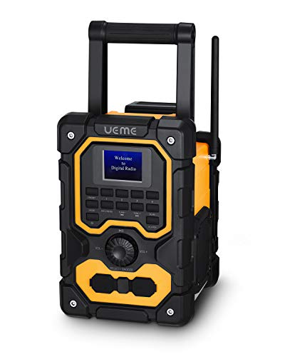 UEME Baustellenradio Robustes DAB+ FM Radio mit Bluetooth,Ladestation und Aux Anschluss DB-1005 (Gelb-Schwarz)