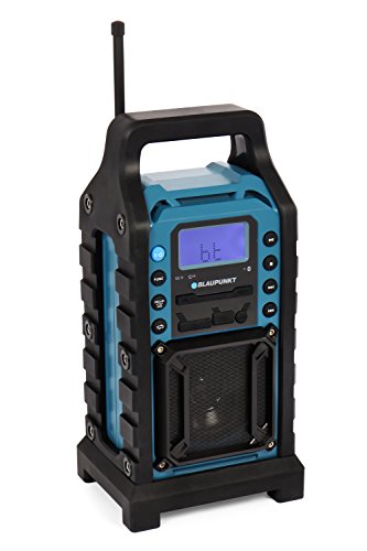 BLAUPUNKT BSR 10 Baustellen Radio mit Bluetooth und Akku, Baustellen Radio mit UKW PLL Radio, USB, SD, AUX-IN, stoßfest, spritzwassergeschützt und robustem Gehäuse, Blau