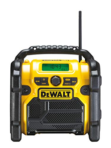 DeWalt Akku- und Netz-Radio/ Baustellen-Radio (DAB(DAB(+)/FM Stereo/FM, für 10,8 - 18 V, 3.5 mm Aux Eingang zum Abspielen externer Geräte, robustes Gehäuse, 1.8 m Kabel), DCR020