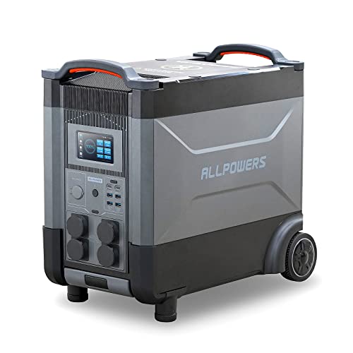 ALLPOWERS R4000 Tragbarer Powerstation, Solargenerator 3600Wh LiFePO4 Batterie mit 4000W AC Ausgang, Schnell Aufladen, Erweiterbare Kapazität bis zu 21600Wh für Camping, Wohnmobil, Haus Stromausfälle