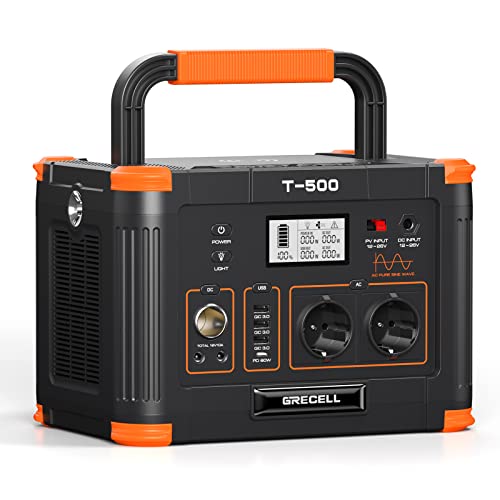 Tragbares Kraftwerk 500W (Spitze 1000W), 519Wh Solargenerator für den Außenbereich Backup Batterie Pack mit 2 230V AC Ausgängen, 10-Port Powerhouse für RV Camping Angeln Road Trip Home Notfall