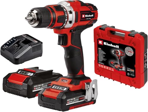 Einhell Akku-Bohrschrauber TE-CD 18/40 Li (2x1,5 Ah) Power X-Change (Lithium-Ionen, 40 Nm, 2-Gang-Getriebe, Drehzahl-Elektronik, LED, inkl. 2x 1,5 Ah PXC-Akkus und Ladegerät)