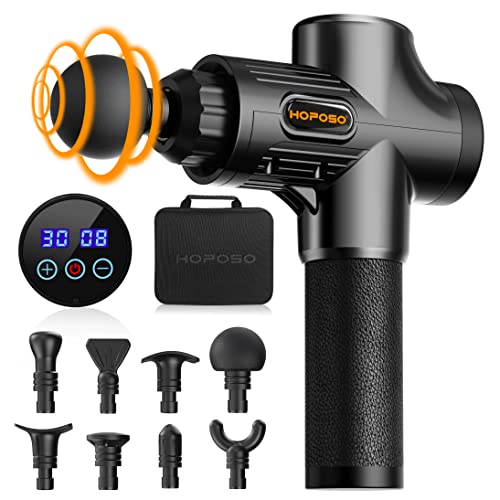 Massagepistole, Muskel massagegerät Elektrisches Massage Gun Massage Pistole mit 30 Geschwindigkeiten 8 Massageköpfen LCD-Anzeige-Touchscreen (Hellschwarz)