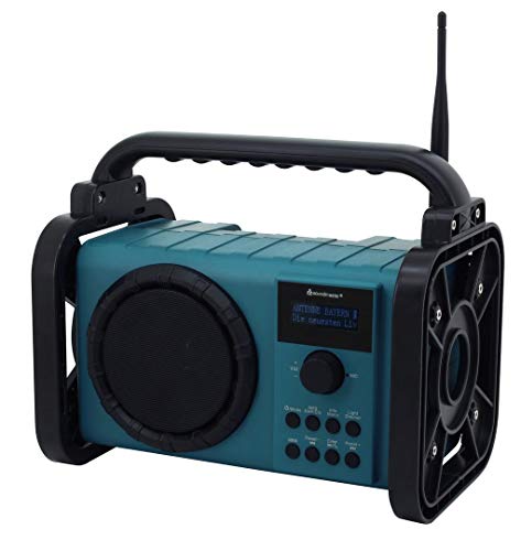 Soundmaster DAB80 Baustellenradio Outdoorradio mit DAB+ UKW Bluetooth und Li-Ion Akku IP44 staubgeschützt spritzwassergeschützt