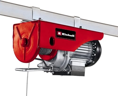 Einhell Seilhebezug TC-EH 250 (450 W, Not-Ausschalter, automatische Bremse und Endabschaltung, inkl. 12 m drallfreiem Drahtseil, Umlenkrolle mit Lasthaken und Sicherheitsbügel)