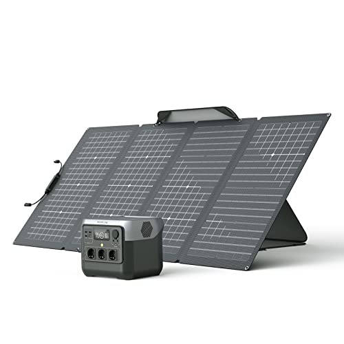 EF ECOFLOW RIVER 2 Pro Powerstation, 768 Wh LiFePO4 Batterie Solar generator mit 220 W Solar panel, 3x 300 W AC-Steckdosen (Spitze 1600 W), tragbare Powerstation für Camping, im Freien