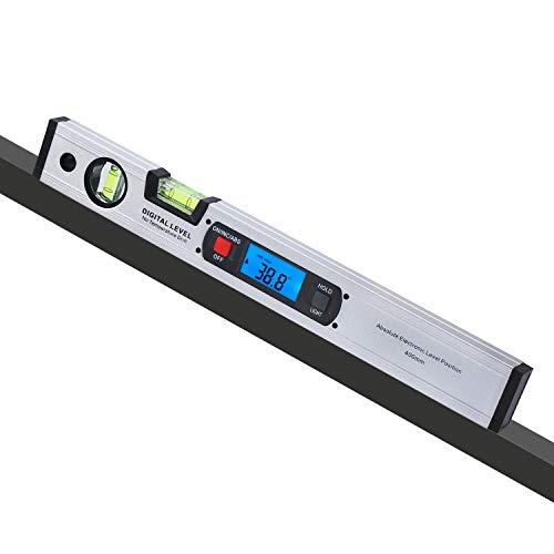 Neigungsmesser, RISEPRO Digitale Neigungsmesser Winkel Finder Gauge Spirit Level aufrecht Magnet 360 ° Range 416 mm lang mit Hintergrundbeleuchtung 82112 S