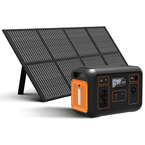 1200w Solar Generator,mit Tragbarem 200W Solarpanel,306600 MAh Powerstation,Spitzenleistung 2400W Mobile Stromversorgung mit LCD Anzeige Power Station für Garten,Outdoor,Campingreisen Im Freien