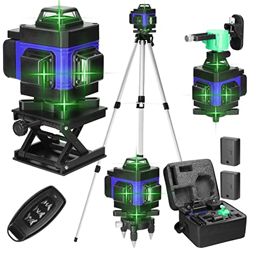 Kreuzlinienlaser Hancaner laser wasserwaage mit Stativ 4 x 360 ° 16 Linien-selbstnivellierendes Laserlinie 25m mit 1.5m Stativständer, 2 * 2400 mAh Batterien, Wandhalterung, Fernbedienung