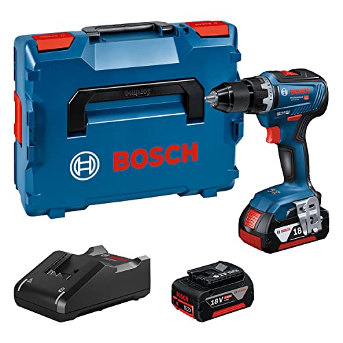 Bosch Professional Akkuschrauber GSR 18V-55 (2x 4,0 Ah Akku, GAL 18V-40, 18 Volt System, max. Drehmoment: 55 Nm, in L-BOXX)
