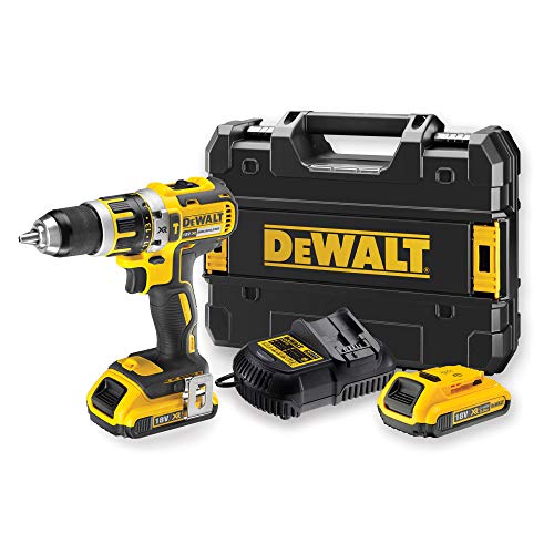 DEWALT - XR 18V Li-Ion 2Ah bürstenloser Schlagschrauber-Bohrer - DCD795D2-QW - Akku-Bohrmaschine mit Koffer, 2 Akkus/Ladegerät - 2 Geschwindigkeiten (0-600/2000 U/min) - 13 mm Chuck - 360 W